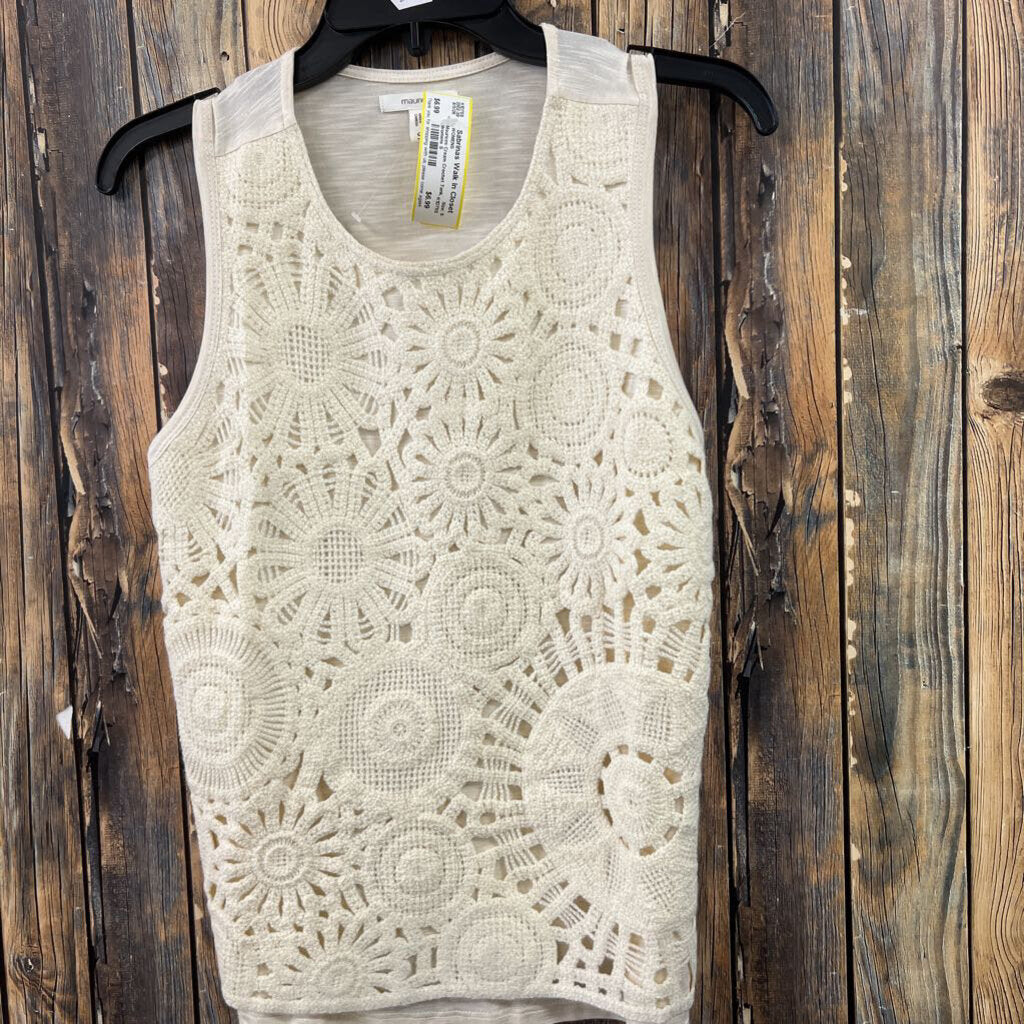 Maurices Cream Crochet Tank, Womens S