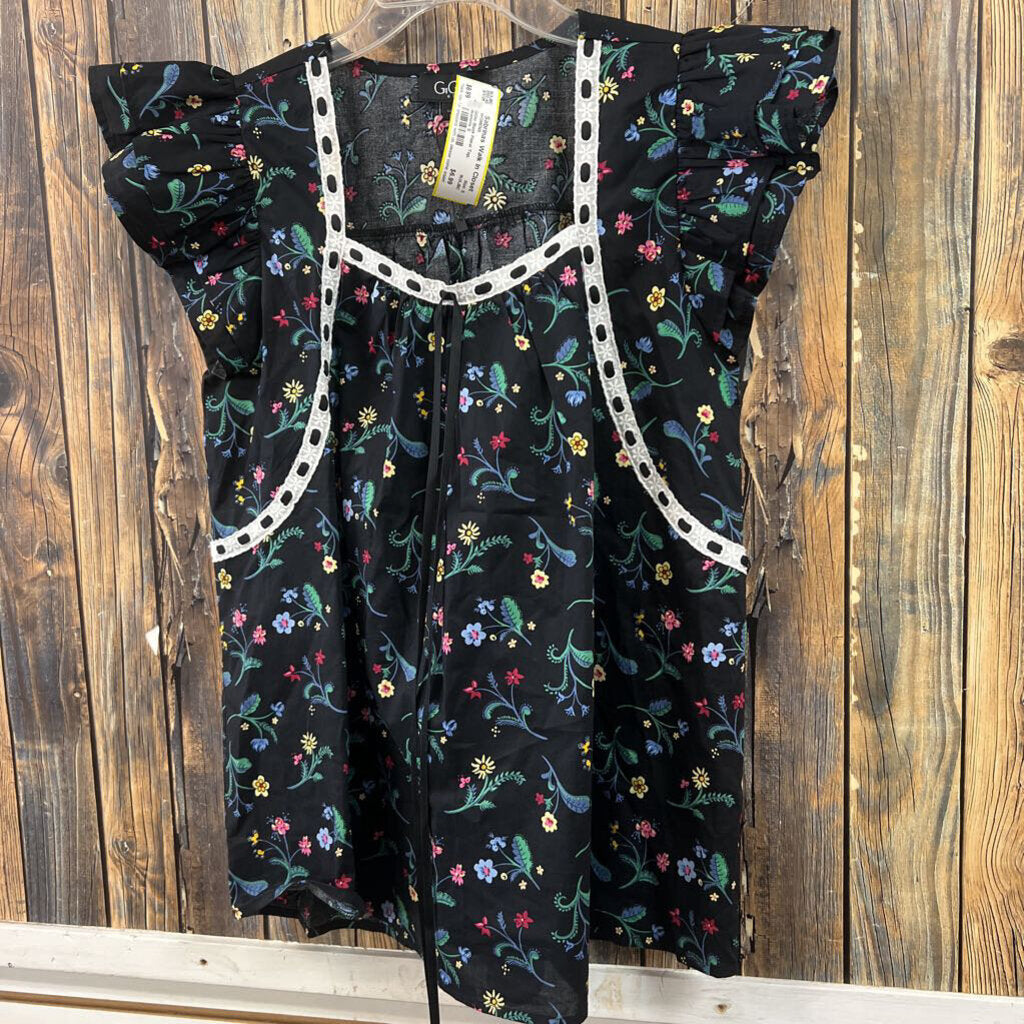 GiGio Black Floral Top, Womens S