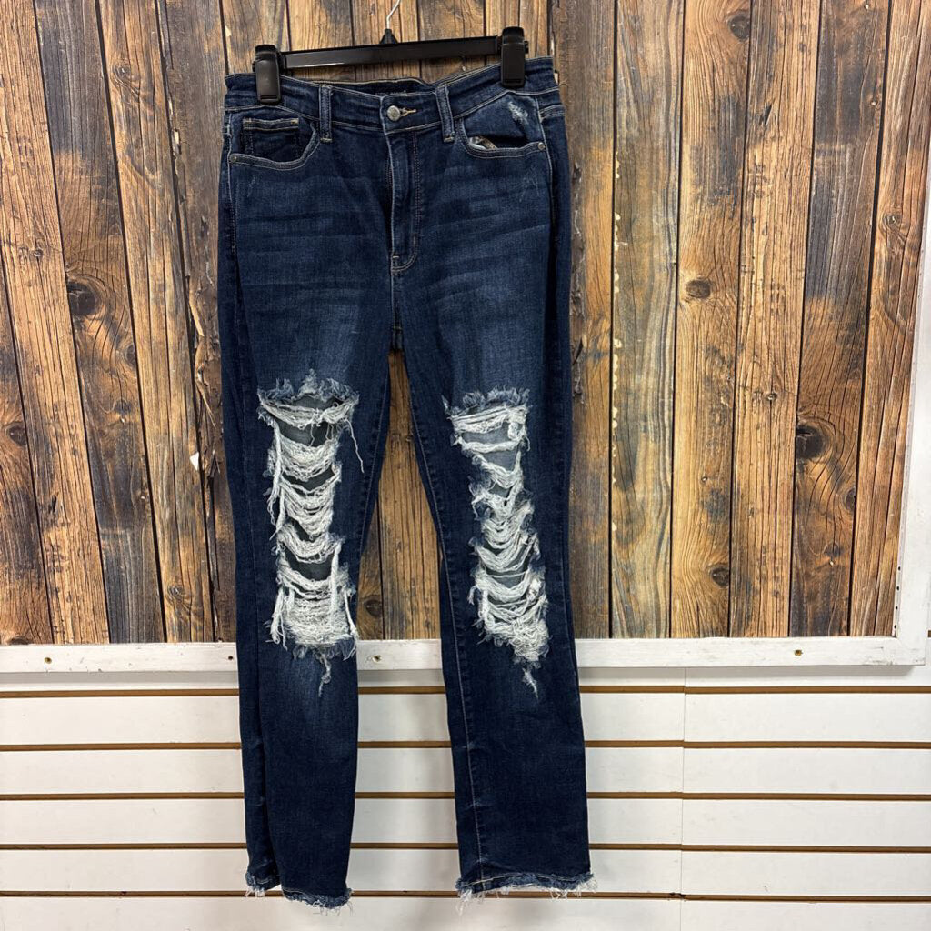 Judy Blue Dark Wash Distressed Jeans, Womens 11