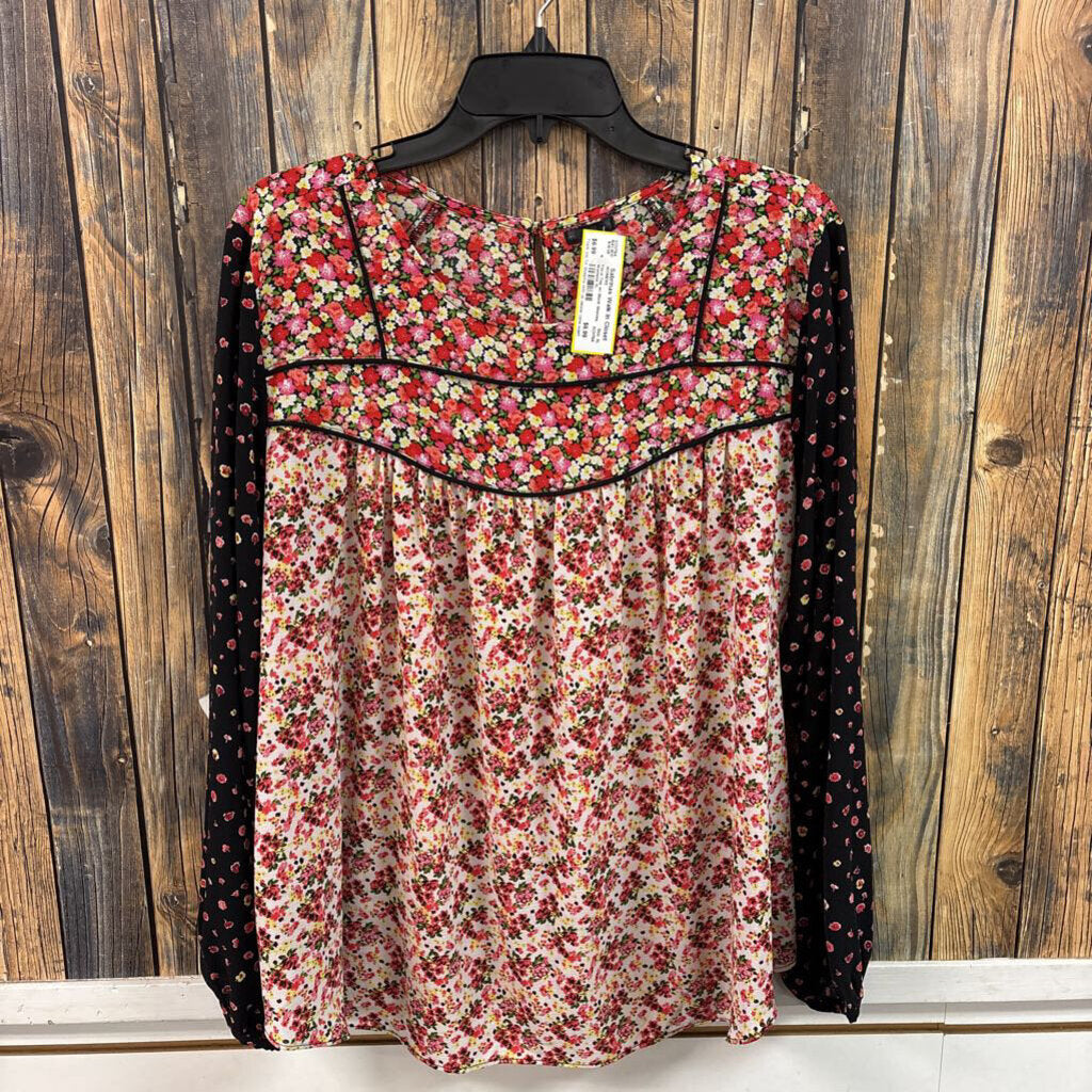 Floral Top w/ Black Sleeves, Womens XL