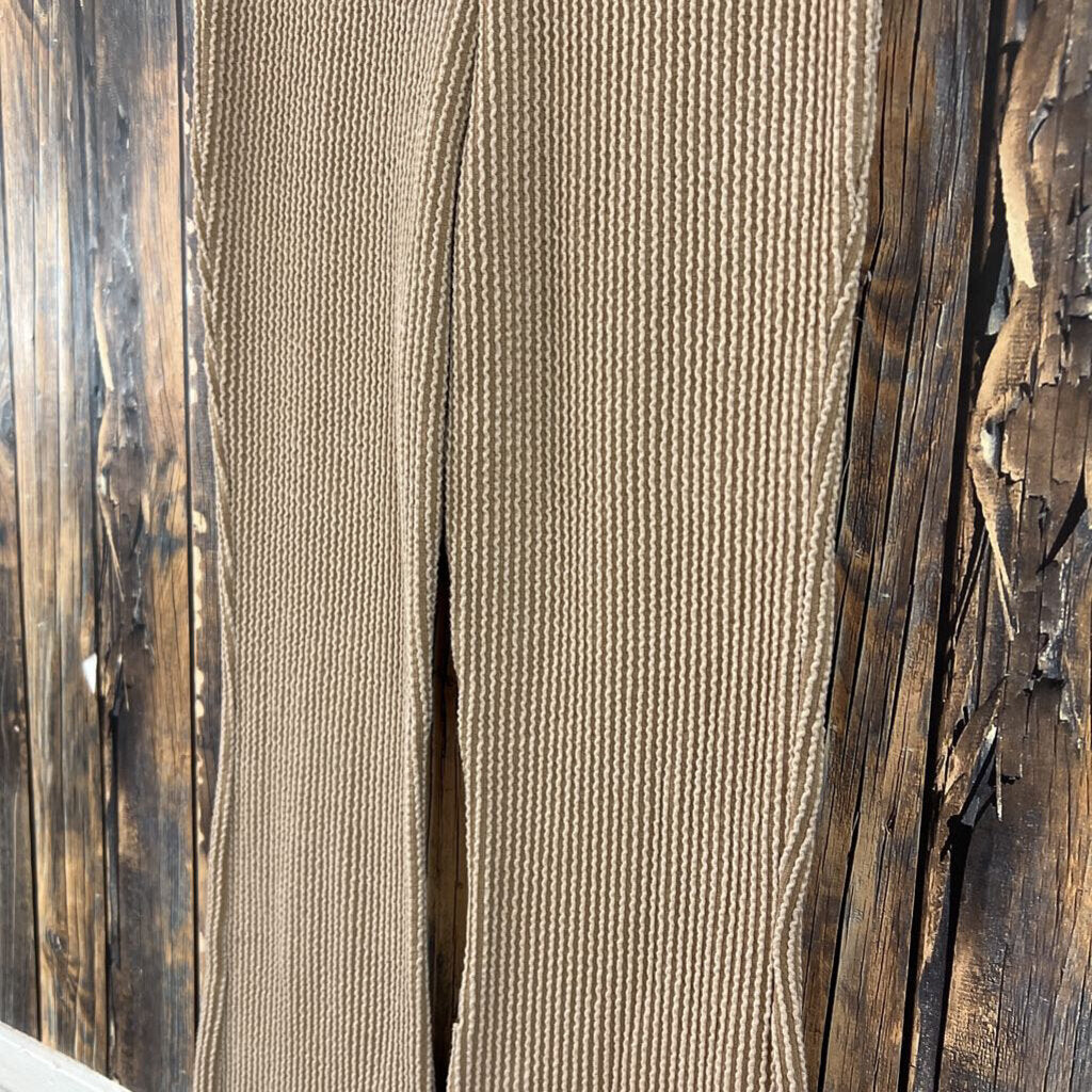 Tan Ribbed Flared Leggings, Girl's 8