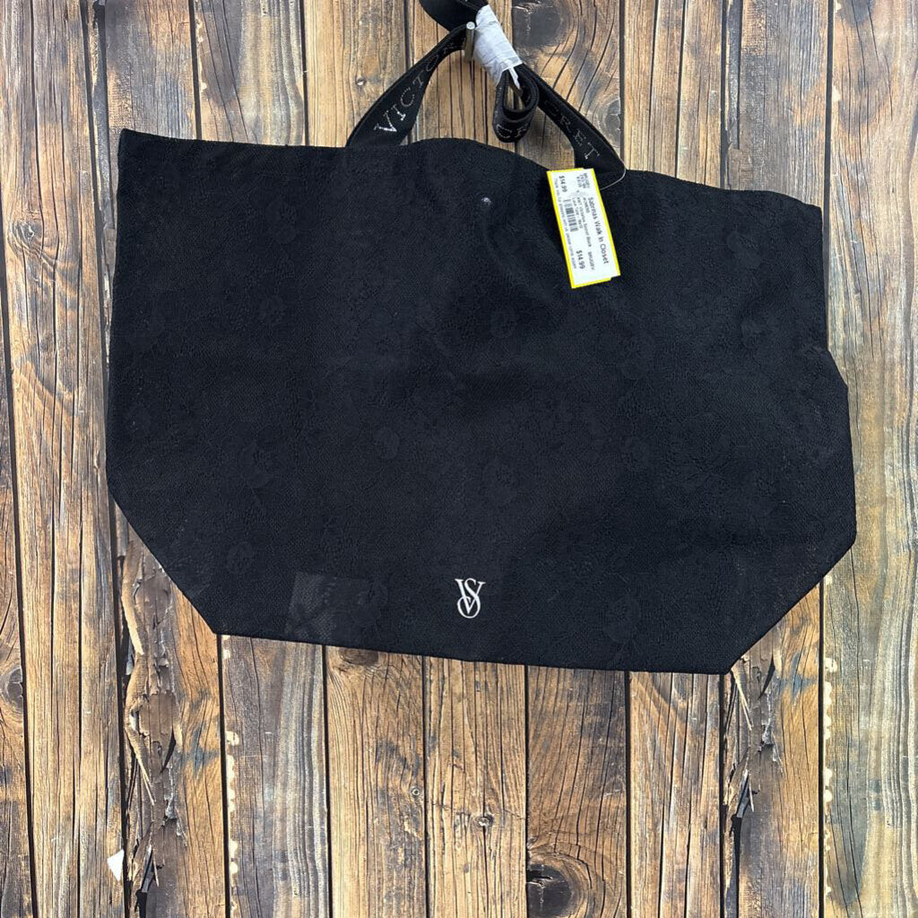 NWT Victorias Secret Black Lace Tote - 19x13