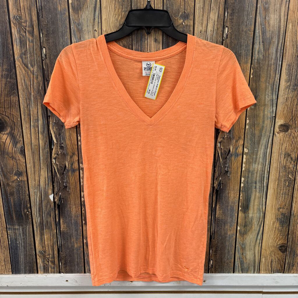 PINK Orange Tee, Womens XS