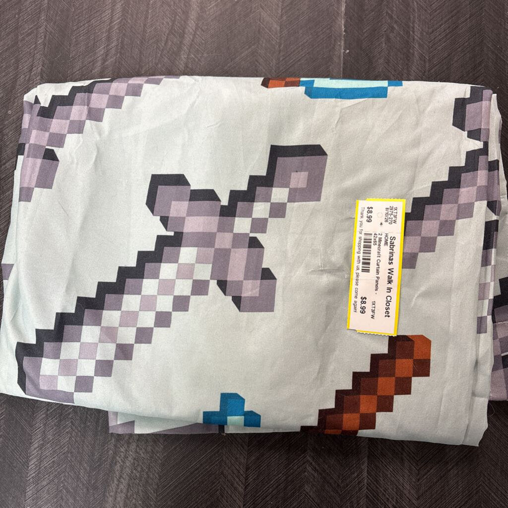 2 Minecraft Curtain Panels - 42x65