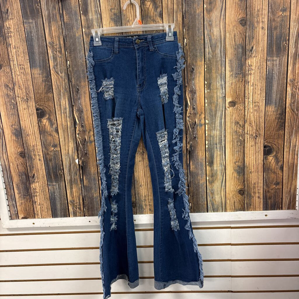 Distressed Flared Jeans, Women's S