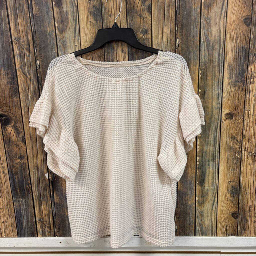 Waffle Weave Cream Shirt, Womens L