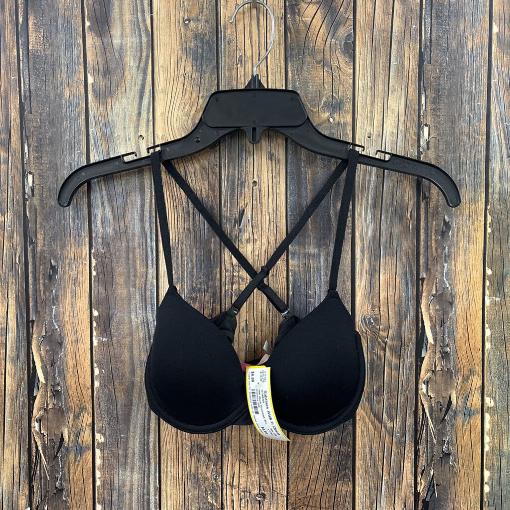 PINK Black Racerback Bra, Womens 34B