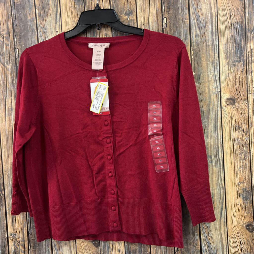 NWT Philosophy Red Button Sweater, Womens XL