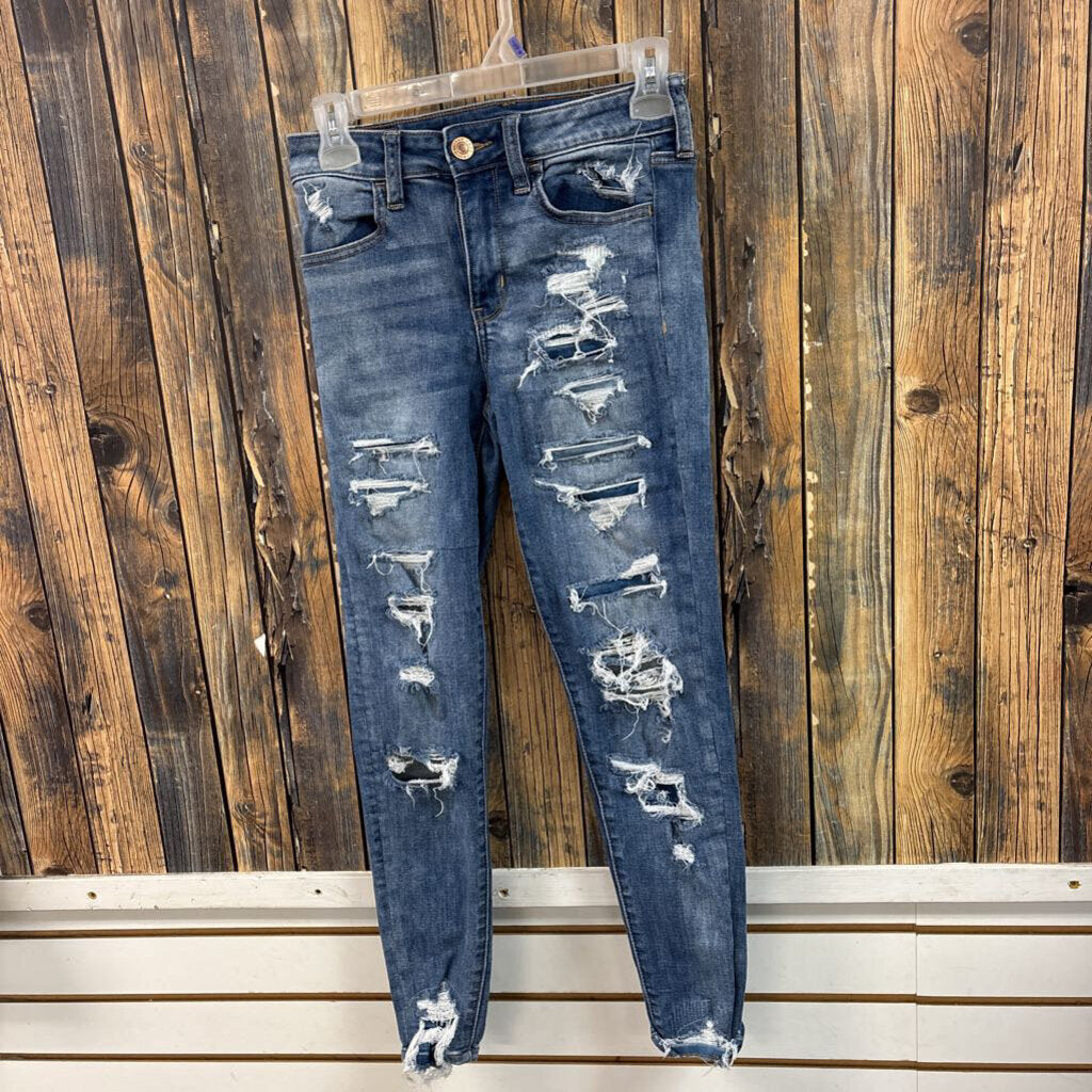 American Eagle High Rise Distressed Jeggings, Womens 2 Short