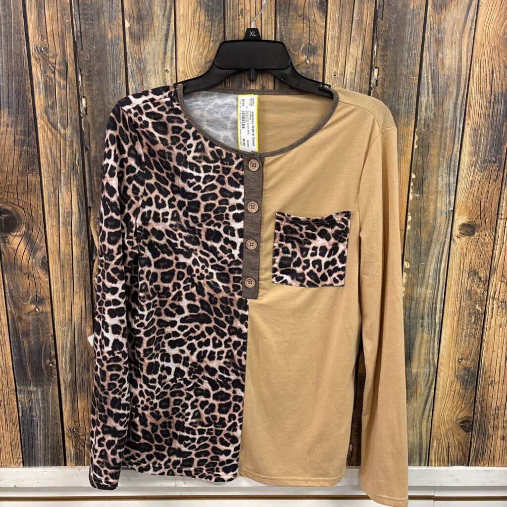 Animal Print Button Shirt, Women's M