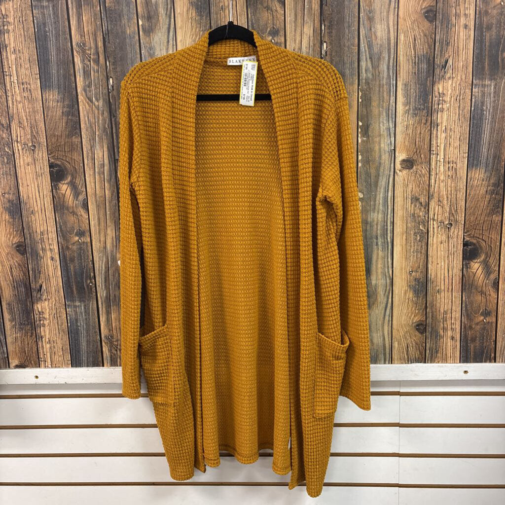 Blakely Mustard Waffle Knit Cardigan, Womens OS