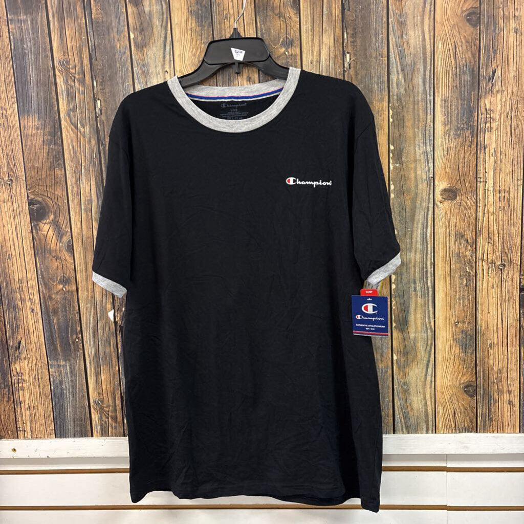 Champion Black Tee, Mens L (2)