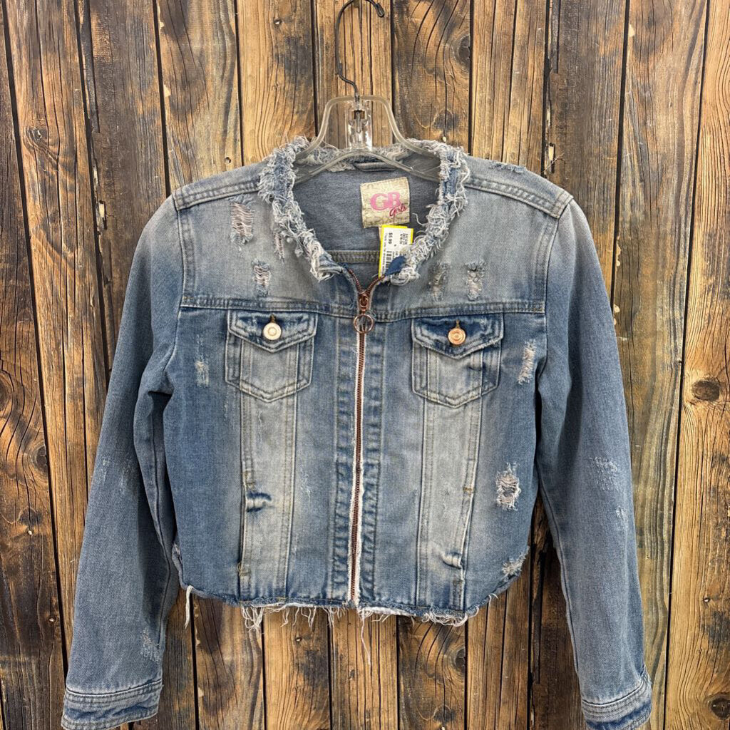 GB Girls Distressed Denim Jacket, Girls XL