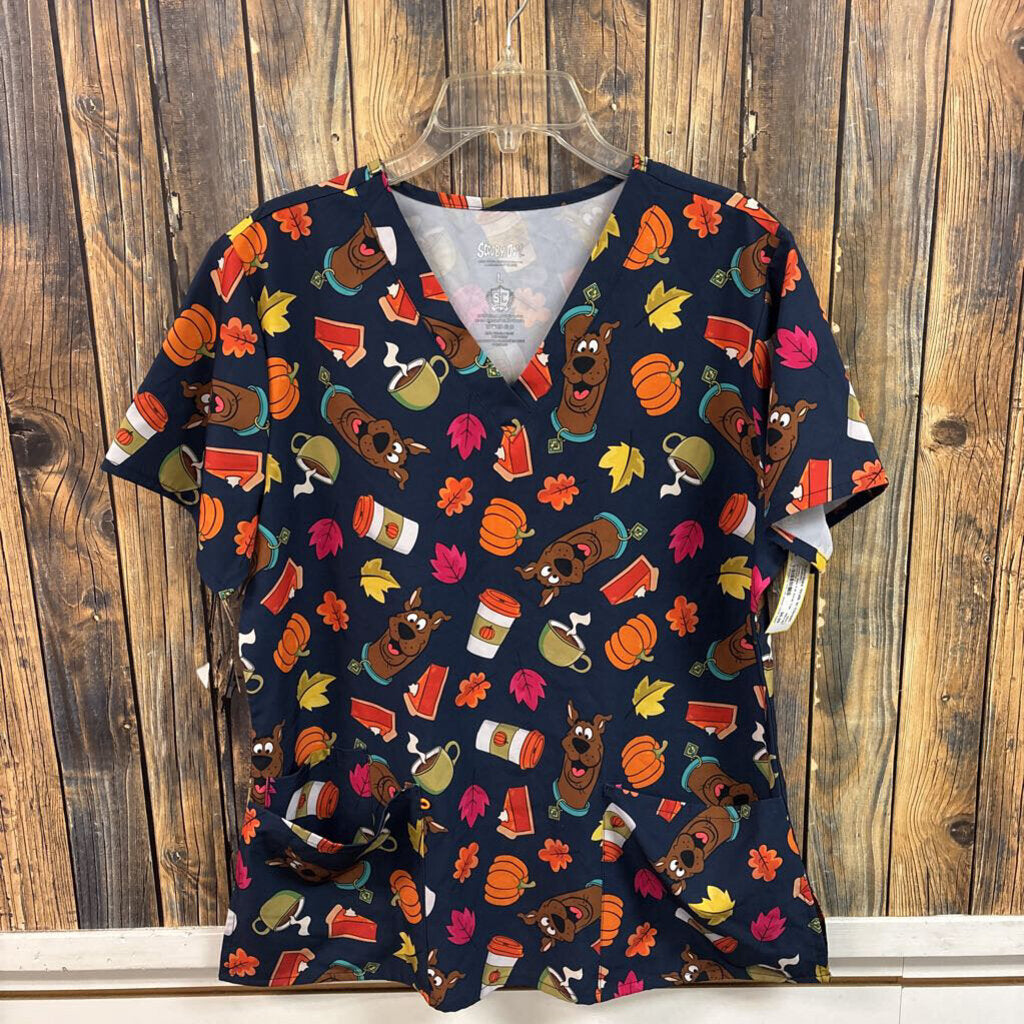 Scooby Doo Fall Scrub Top, Womens L