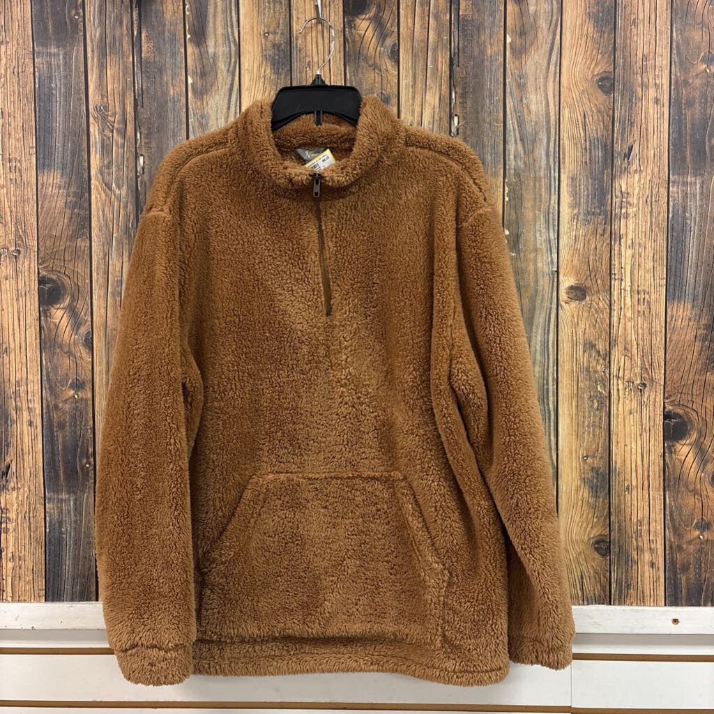 Natural Reflections Fuzzy Brown Pullover, Womens XL