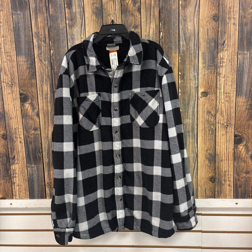 Racks & Reels Plaid Fleece Top, Mens L
