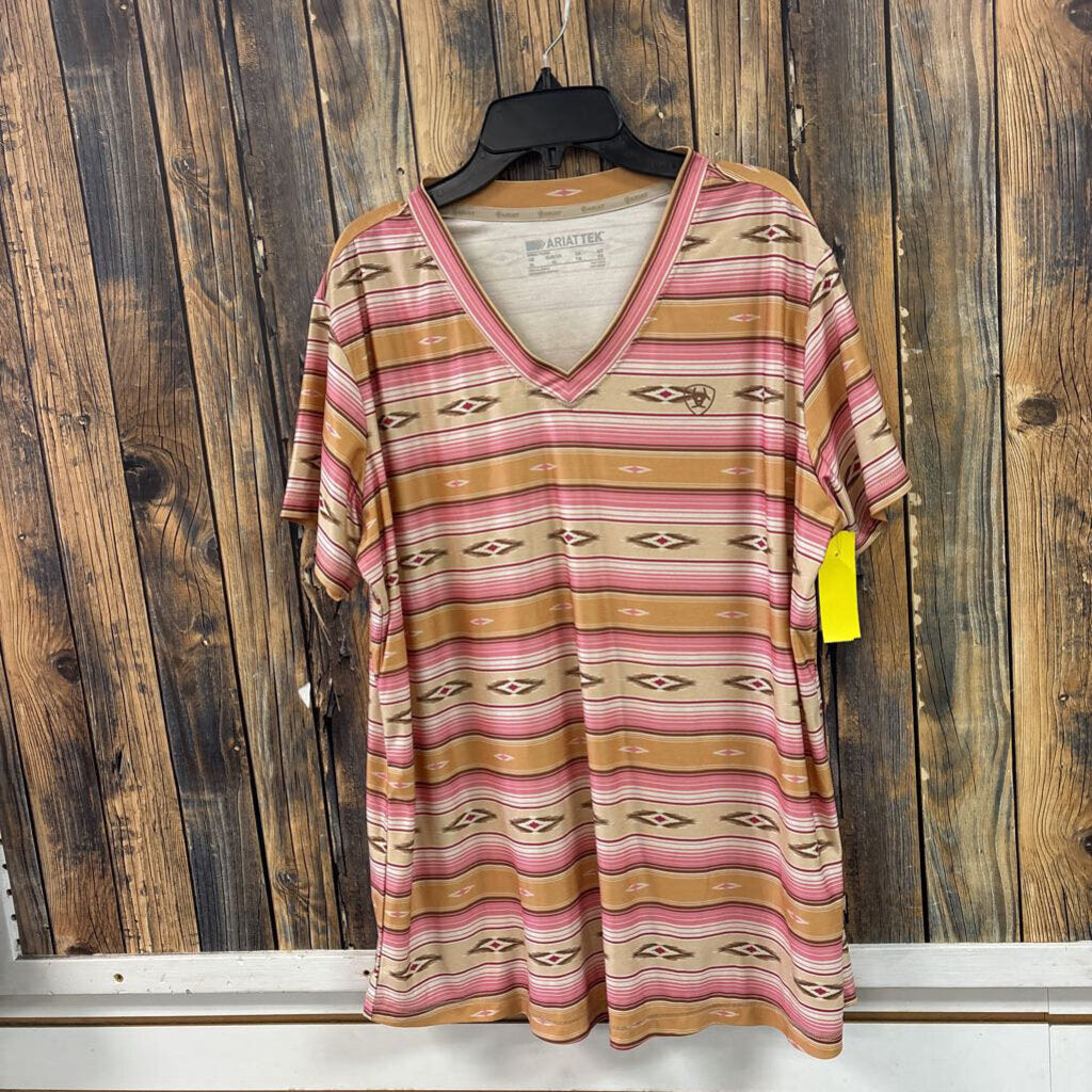Ariat Tek Pink/Brown Top, Womens XL
