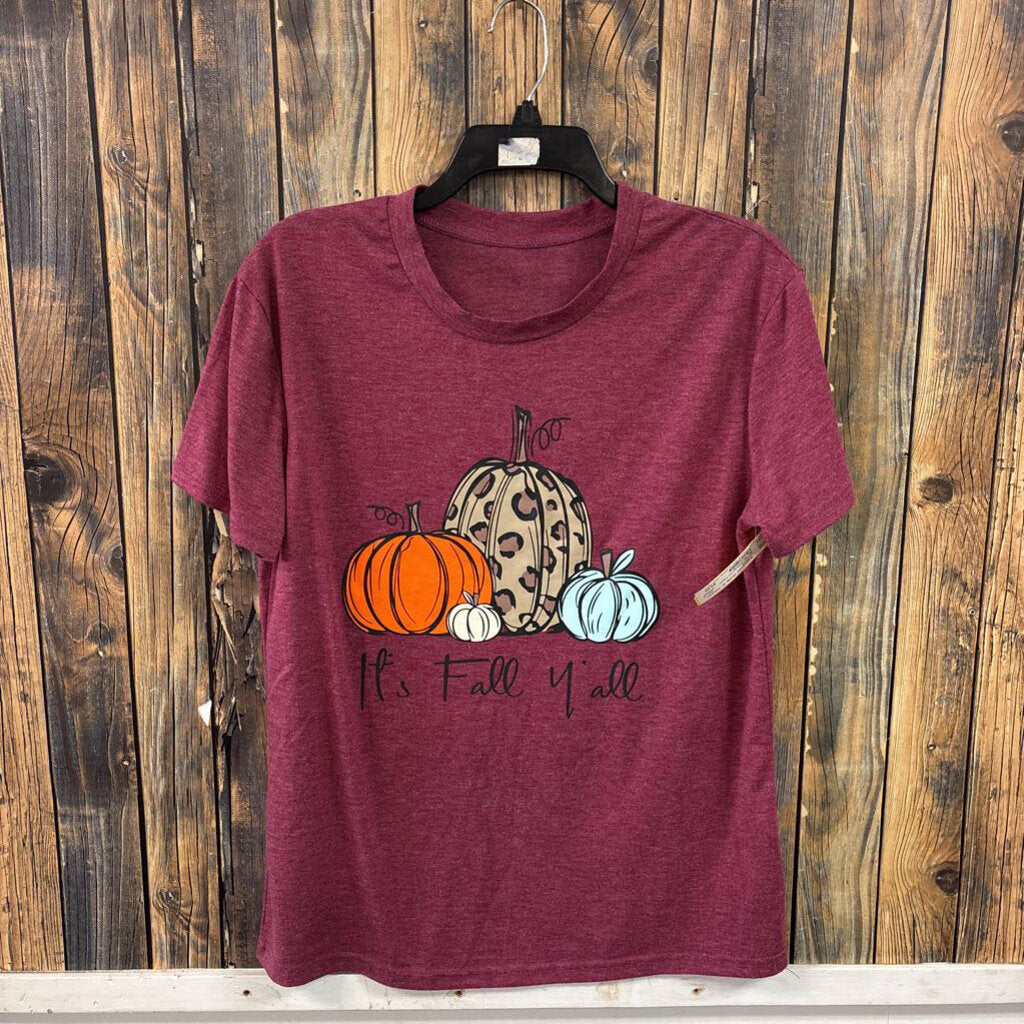 Maroon Animal Print Pupkin Tee, Womens M