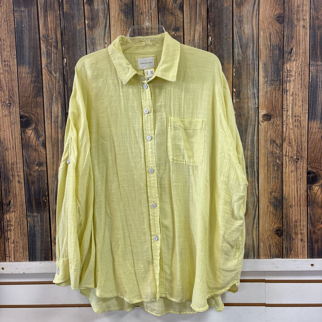 American Eagle Yellow Button Up, Women's M