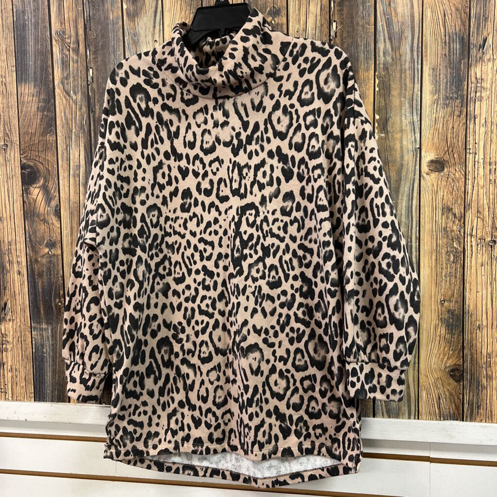 Animal Print Cowl Neck Shirt, Women's M