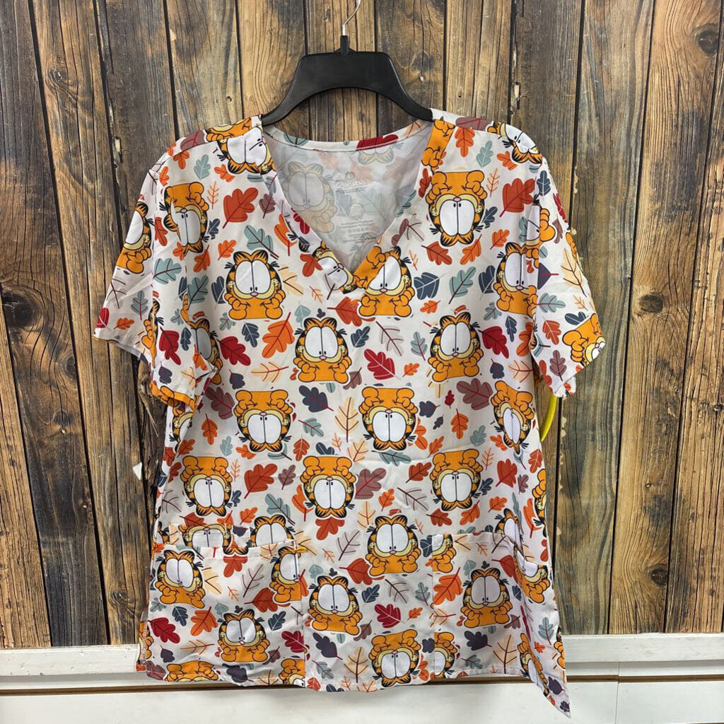 Garfield Fall Scrub Top, Women's L