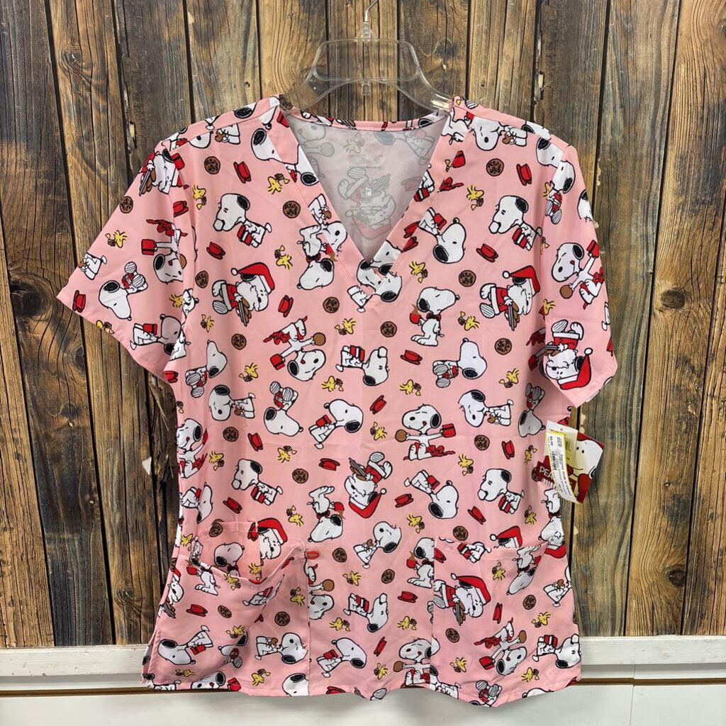 NWT Peanuts Christmas Scrub Top, Women's L