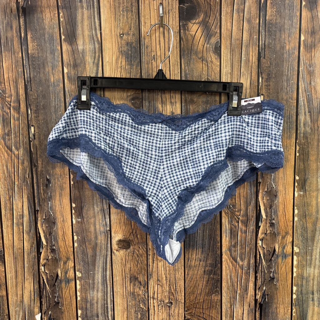NWT Cacique Blue Checkered Panties, Womens 26/28