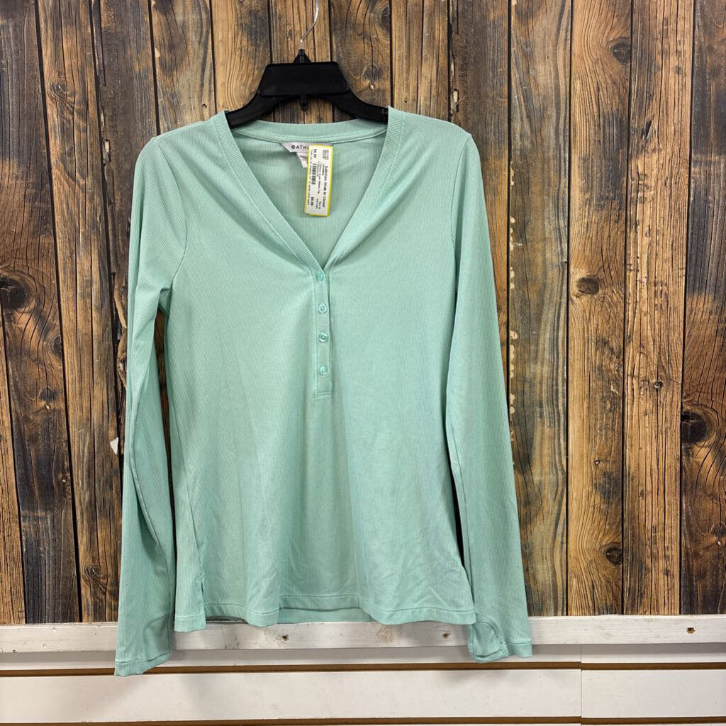 Athleta Green Ribbed Top, Womens M