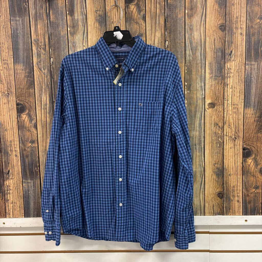 Crown & Ivy Blue Plaid Top, Mens L