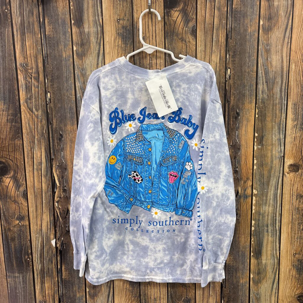 NWT Simply Southern Blue Jean Baby Shirt Girl's Size S