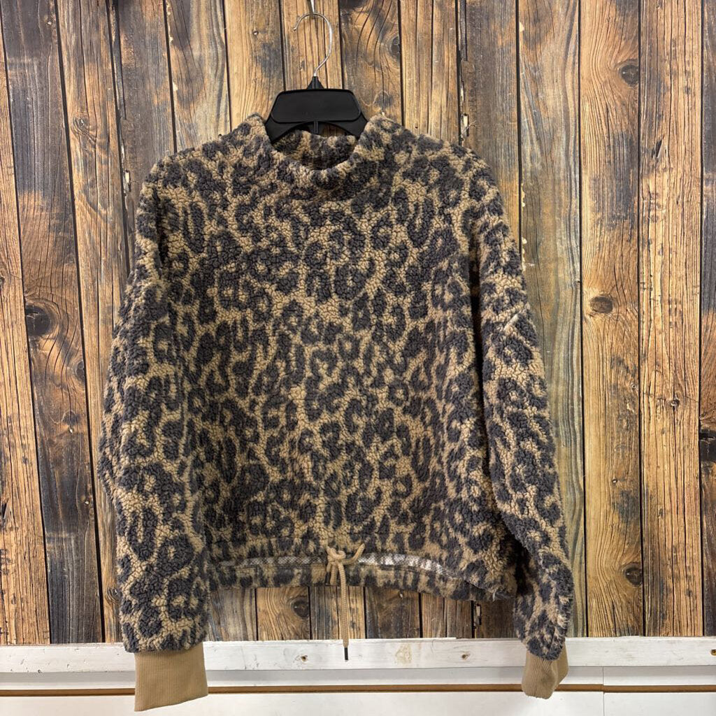Hippie Rose Fuzzy Leopard Top Women's Size XL