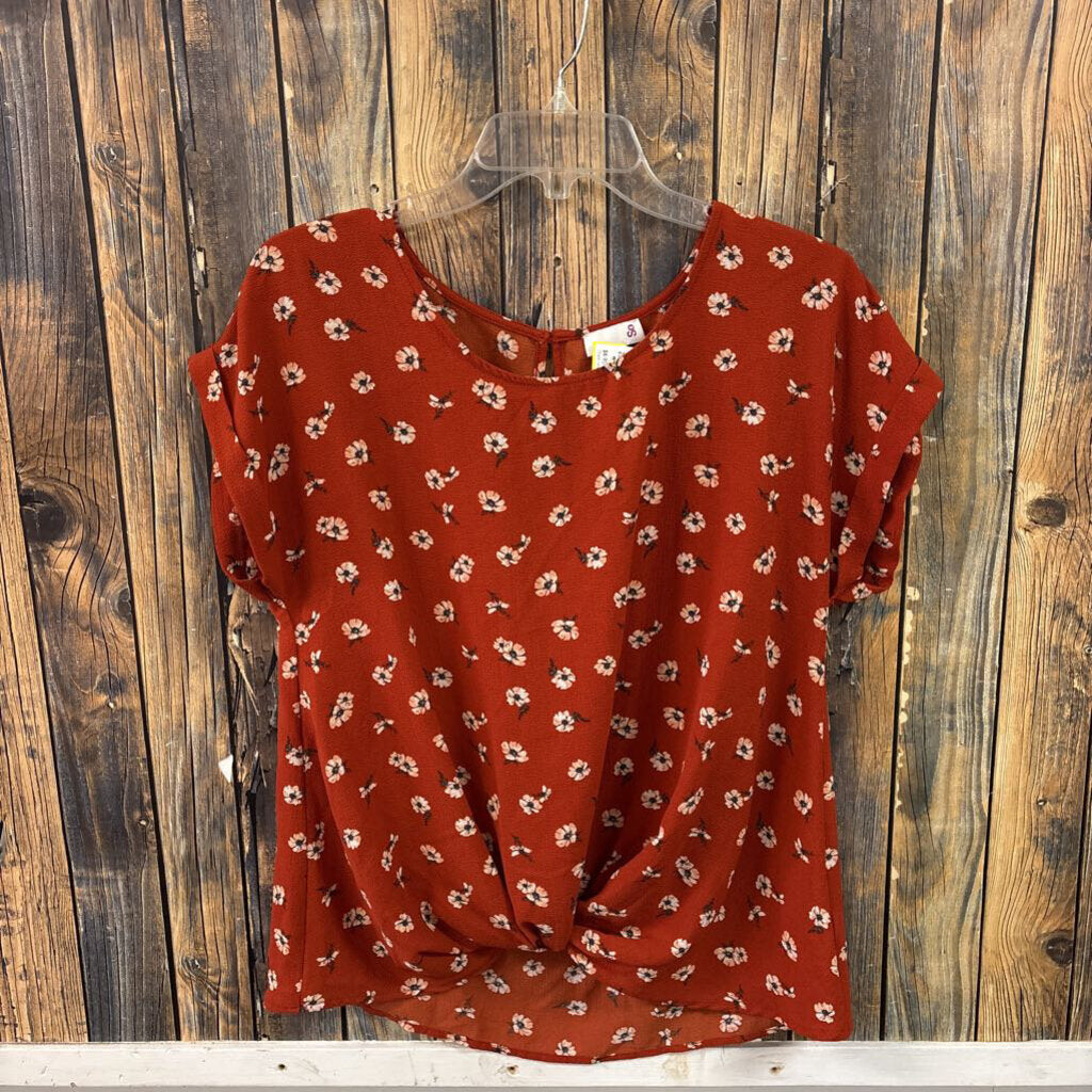 Orange Floral Top Women's Size M