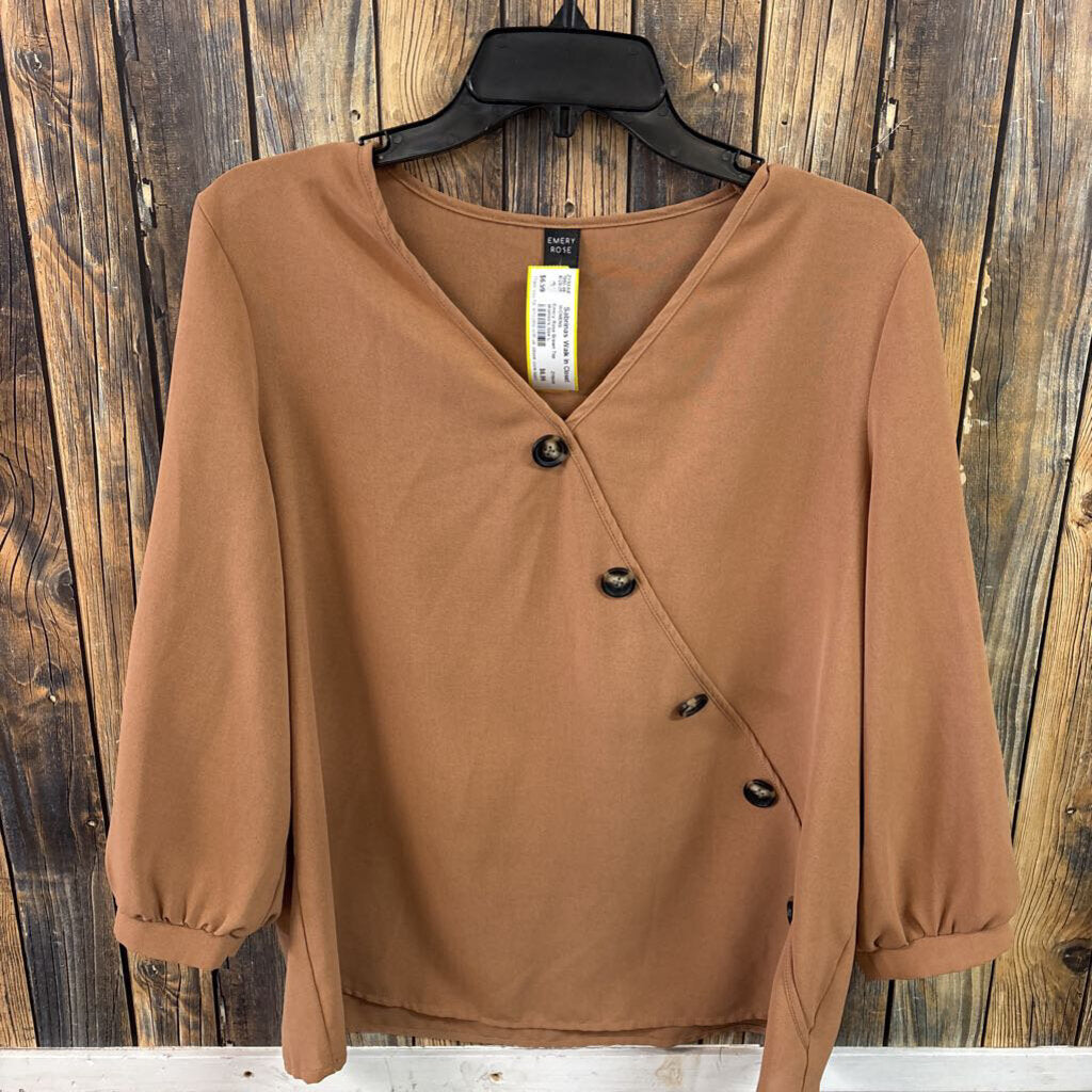 Emery Rose Brown Top Women's Size L
