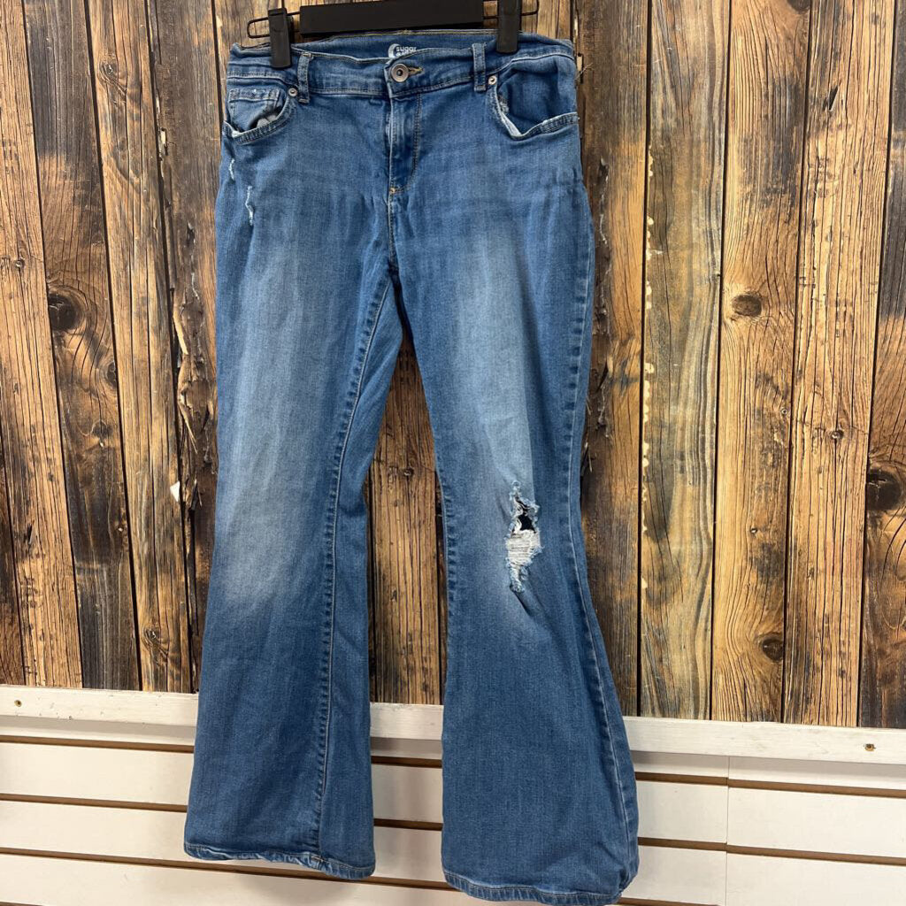 Flared Distressed Jeans, Girls 14