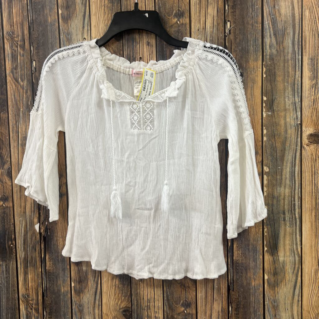 White Cold Shoulder Top, Girls 10