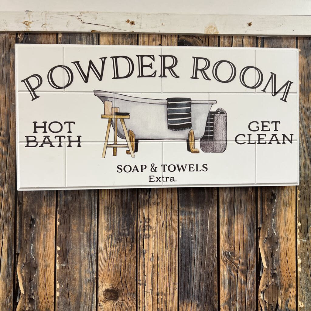 Powder Room Wooden Sign - NO SHIP - 19x9.5