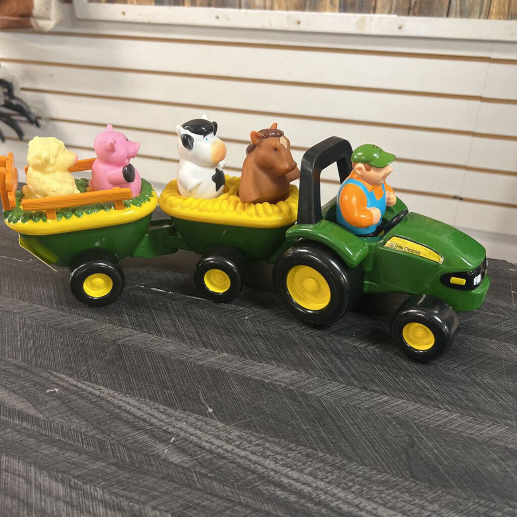 John Deere Tractor w/ Farmers & Animals