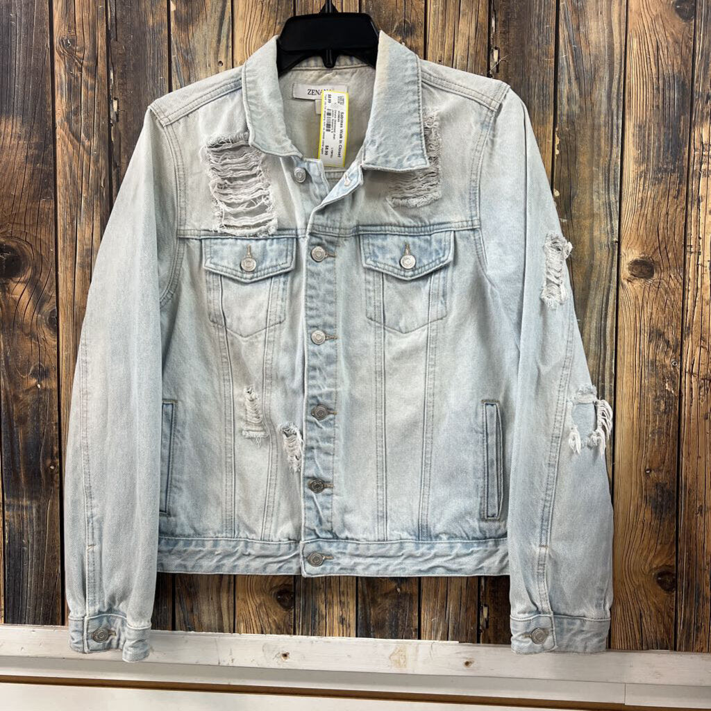Zenana Distressed Jean Jacket, Women's S