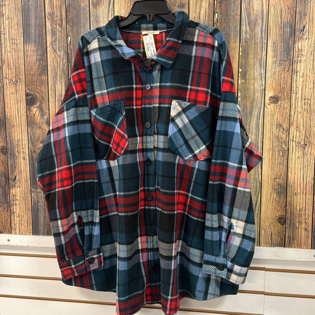 Maurices Plaid Fleece Shacket, Womens 4X