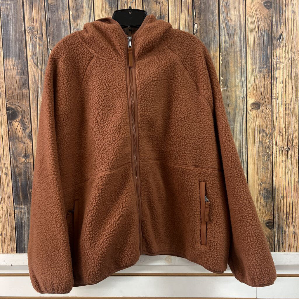 NWT Brown Fleece Jacket, Womens 1X