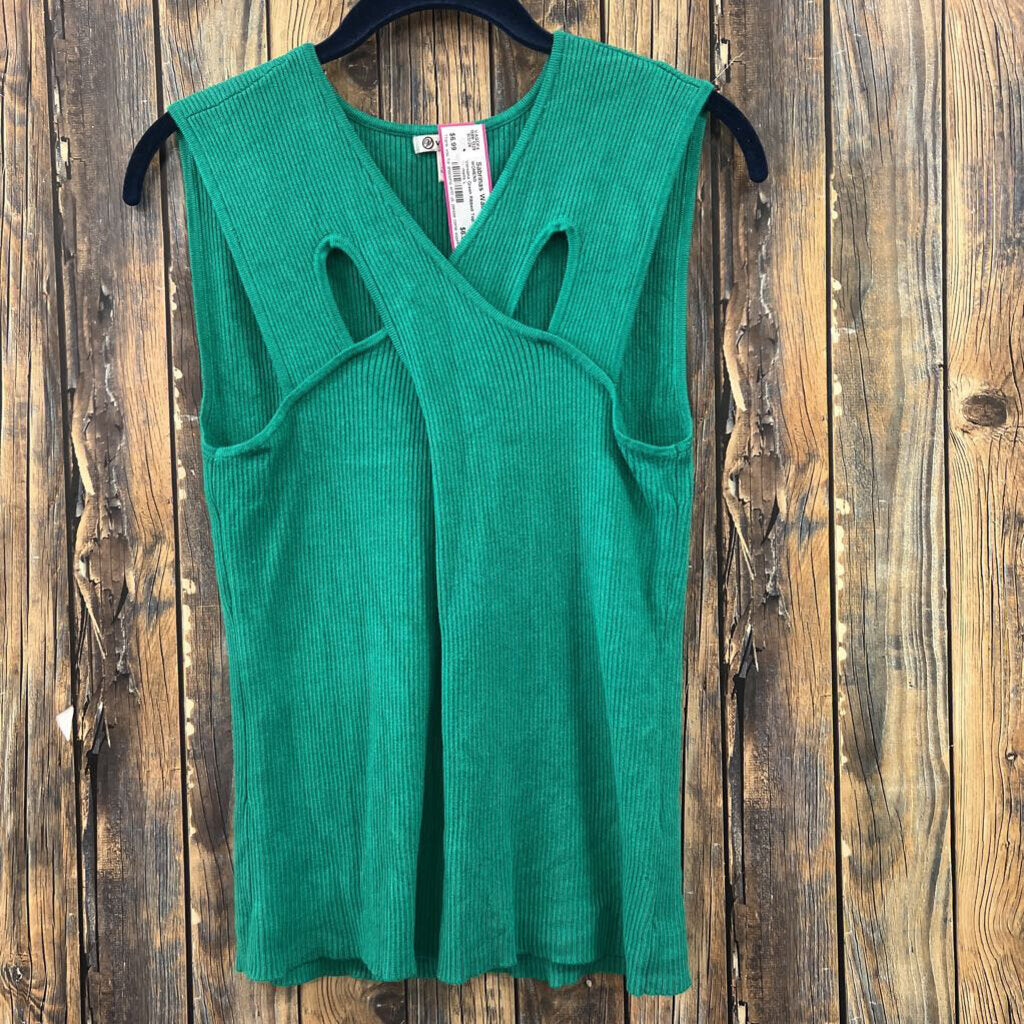 Versona Green Ribbed Top, Womens L