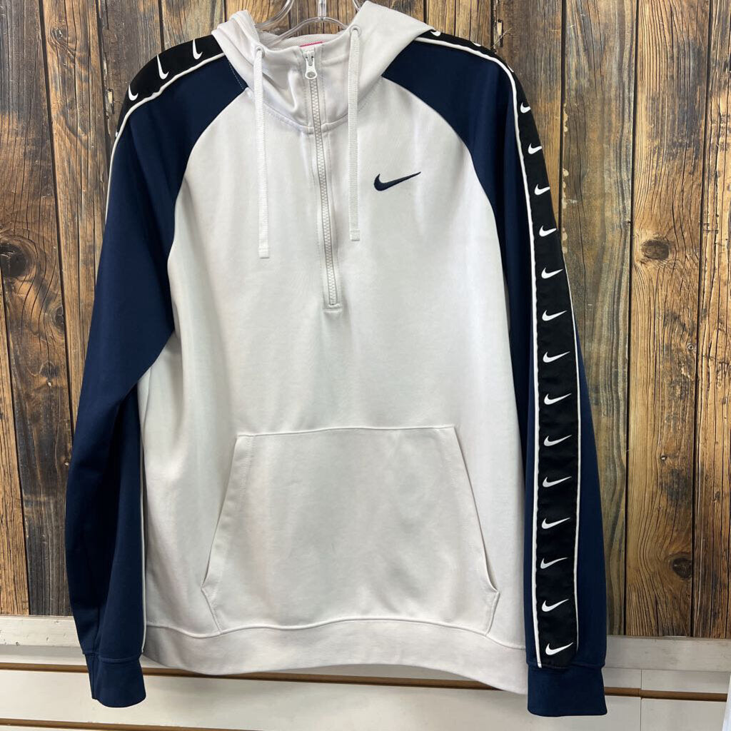 Nike White/Navy Hoodie, Mens L