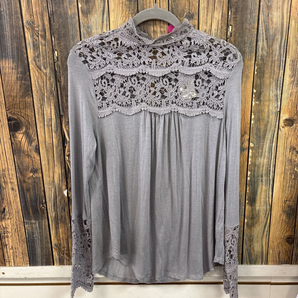 NWT Cato Grey Crochet Top, Womens S