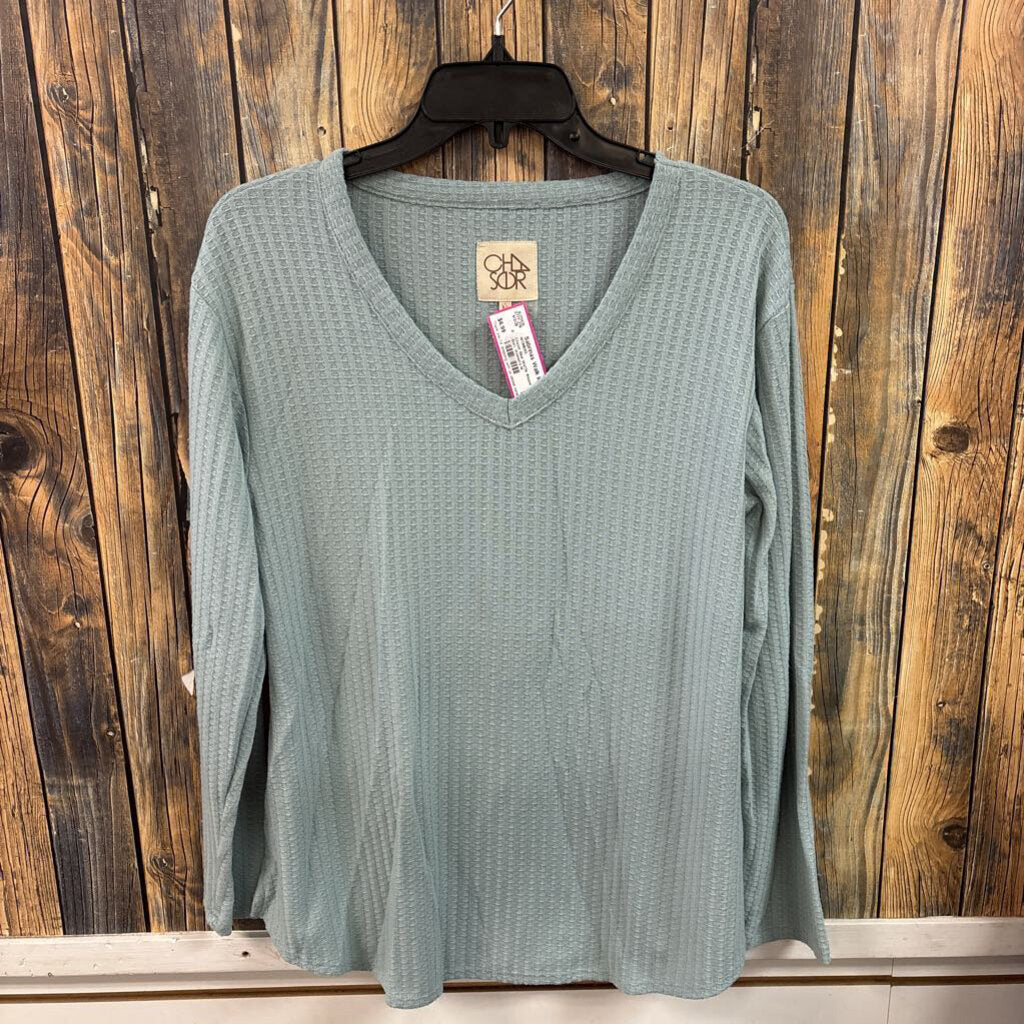 Chaser Blue Waffle Weave Shirt, Women's M