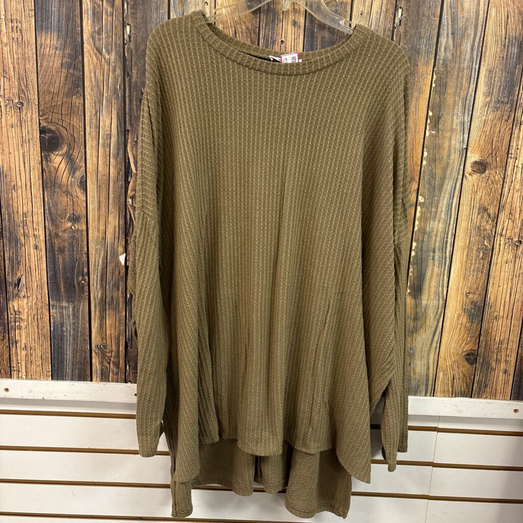 Zenana Tan Waffle Weave Top, Women's 3X
