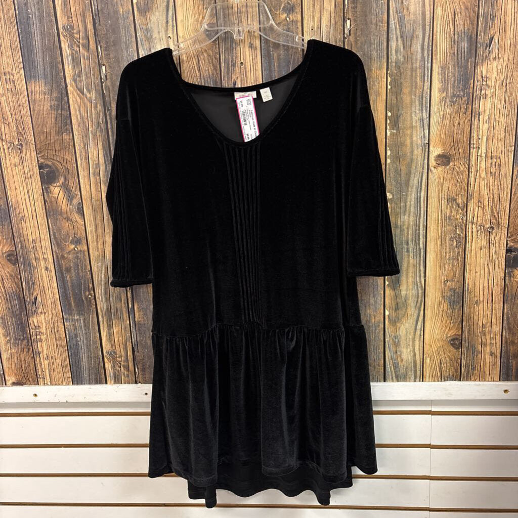 Hinge Black Velour Dress, Women's XS