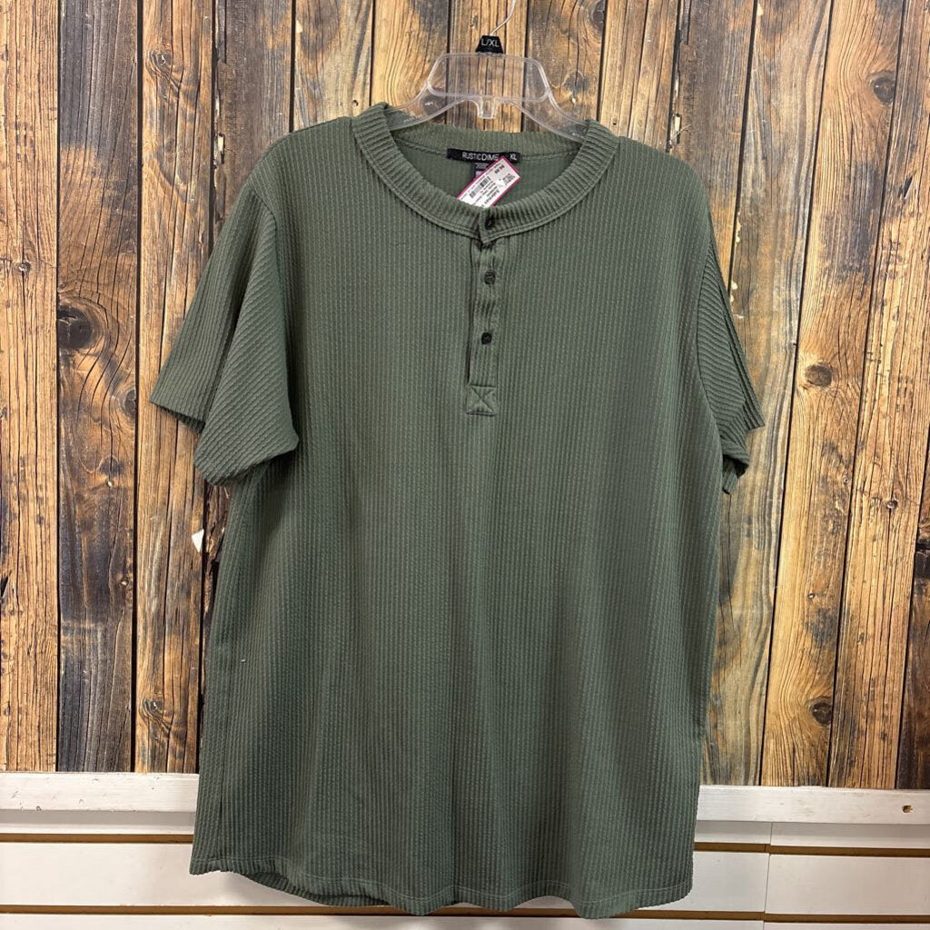 Rustic Dime Green Ribbed Top, Womens XL