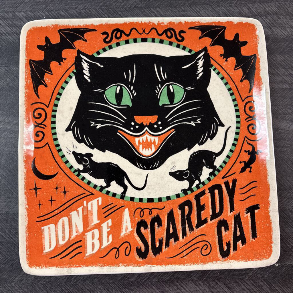 Scaredy Cat Ceramic Tray - NO SHIP - 9x9
