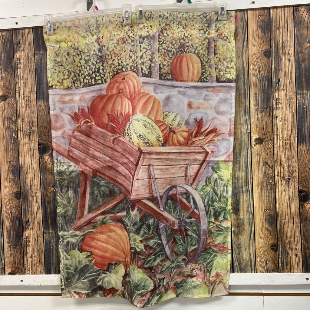 Pumpkin Wagon Garden Flag - 26x38