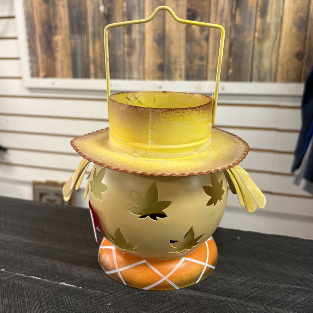 Tin Scarecrow Candle Holder - 7x8